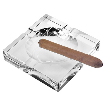 Square Crystal Cigar Ash Tray - 7in