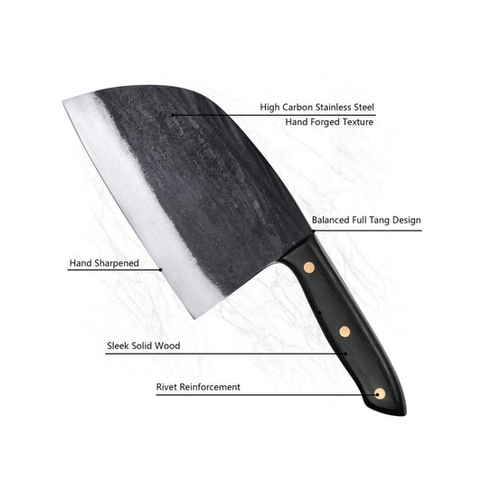 Qulajoy Serbian Chef Knife - High Carbon Steel Meat Cleaver