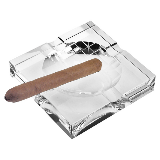 Square Crystal Cigar Ash Tray - 7in