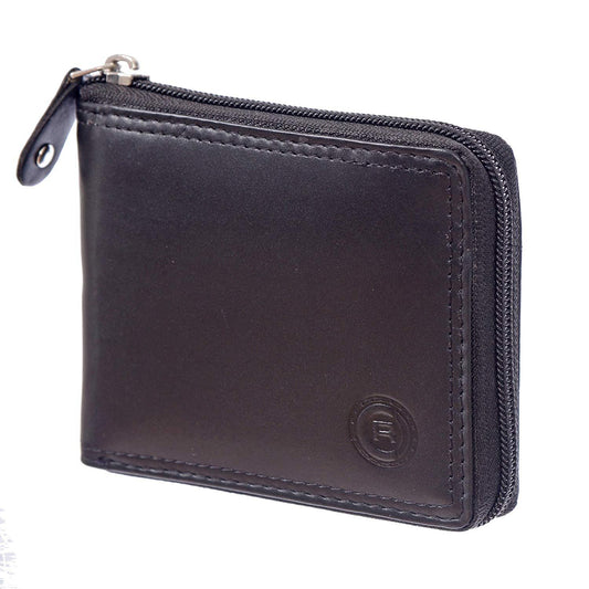 Men's Leather Zip Around Billfold Wallet