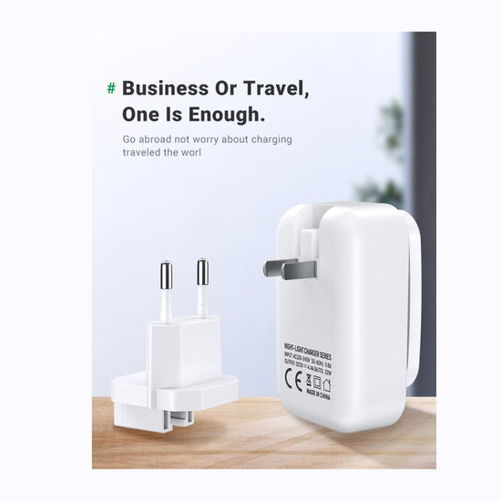 4 Port Travel USB Charger with LED Lamp for iPhone and Android