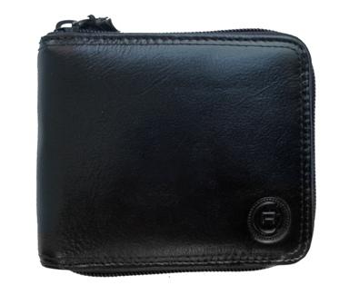 Men's Leather Zip Around Billfold Wallet