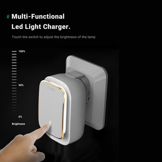 4 Port Travel USB Charger with LED Lamp for iPhone and Android