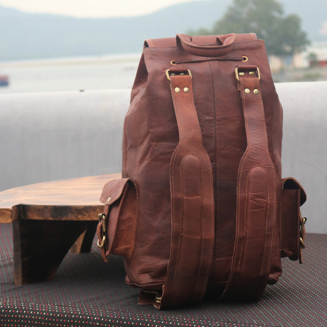 ANUENT Handmade Leather Travel Rucksack