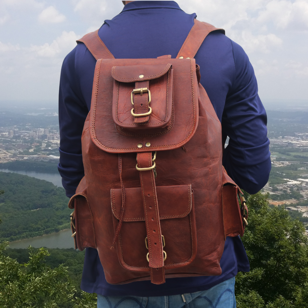 ANUENT Handmade Leather Travel Rucksack