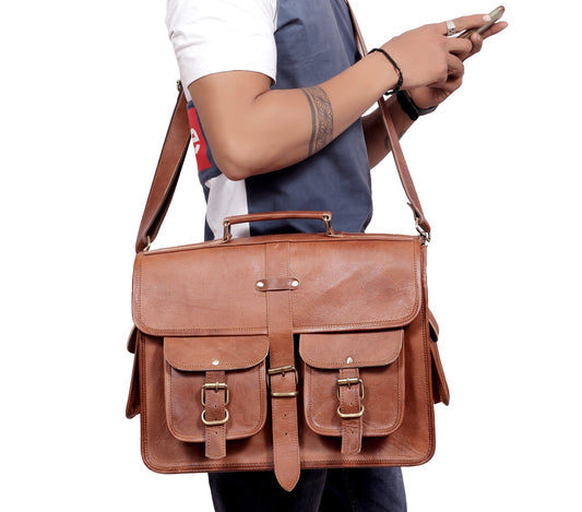 Real Leather Messenger Bag